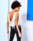Marge Draped-Back Lace-Hem Silk Top