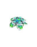 White Gold Peacock Opal Ring
