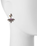 Diamond & Ruby Flower Jacket Earrings