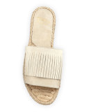 Sammy Fringe Suede Slide Sandal, Bone