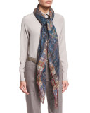 il Giardino di Sherazade Cashmere & Silk Scarf, Blue/Orange