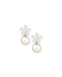 18K White Gold Diamond & South Sea Pearl Earrings