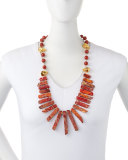 Coral & Gold-Dipped Nugget Necklace