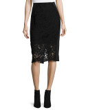 Vien Lace Pencil Skirt, Black/Navy
