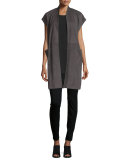 Cap-Sleeve Suede Vest, Cinder 