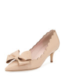 maxine patent scalloped bow pump, powder