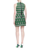Mixed-Stripe Linen-Blend Mini Dress