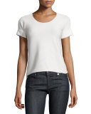 Short-Sleeve Textured-Stripe T-Shirt, Off White