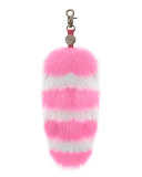 Goody Gumdrops Striped Fox Fur Handbag Charm, Pink/White