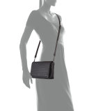 Small Intrecciato Flap Clutch Bag w/Strap, Black