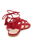 Romanflat Suede Flat Gladiator Sandal, Pomodoro