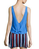 Peter Layered-Hem Sleeveless Top, Blue