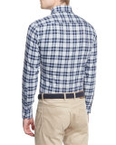 Glacier Check Sport Shirt, Barchetta Blue