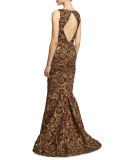 Marlee Sleeveless Floral Mermaid Gown 