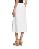 Organic Linen A-Line Wrap Skirt, White