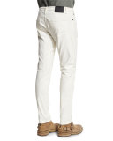 Eastham Slim-Fit Moto Jeans, Natural White