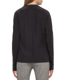 Dolman-Sleeve Cable-Trim Blouse, Black/Moon