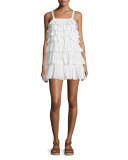 Melanite Tiered Ruffle Dress, Porcelain 