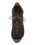 Jeisa Lace-Up Wedge Sandal, Black
