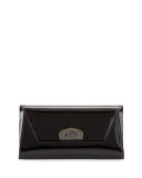 Vero Dodat Flap Patent Clutch Bag, Black