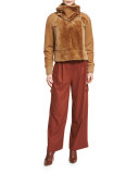 Shearling Aviator Jacket, Brown