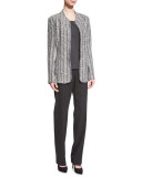 Diana Stretch-Flannel Straight-Leg Pants, Hematite Melange
