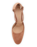 Suede d'Orsay Ankle-Wrap Pump