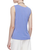 Stretch Silk Jersey Tank, Plum 