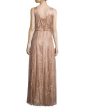 Natalya Sleeveless Satin Lace Gown
