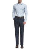Phi Flat-Front Twill Trousers, Navy