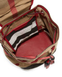 Girls' Check & Heart Backpack, Parade Red/Tan