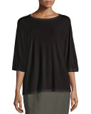 Silk Jersey Boat-Neck Top
