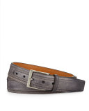 Perforated Leather Belt, Gray