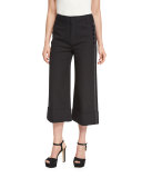 Wide-Cuff Cotton-Blend Culottes, Black