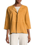 Formentera Drape-Front Suede Jacket, Orange