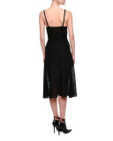 Sleeveless V-Neck Embroidered Dress, Nero
