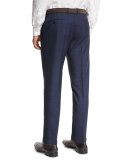 Plaid Super 120s Wool Trousers, Navy
