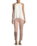 Perforated Jacquard Skinny Ankle Jeans