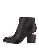 Gabi Tumbled Leather Ankle Boot, Black
