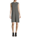 Sleeveless Funnel-Neck Sheath Dress, Ash, Petite