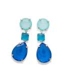 925 Wonderland Three-Drop Earrings, Bright Blue