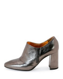 Metallic Side-Zip 85mm Bootie, Argento Antique