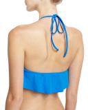 Italian Solid Halter Swim Top, Blue