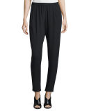 Silk Georgette Slouchy Crepe Pants 