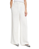 High-Waist Full Wide-Leg Pants, White