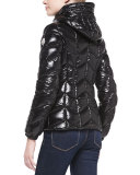 Shiny Chevron-Quilted Short Jacket