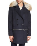Antares Convertible Double-Breasted Coat, Navy
