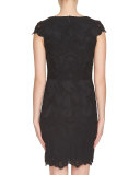 Cap-Sleeve Lace Sheath Dress