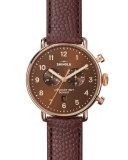 43mm Canfield Chronograph Watch, Bourbon/Oxblood