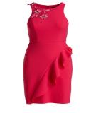 Sleeveless Embroidered Ponte Cocktail Dress, Pink